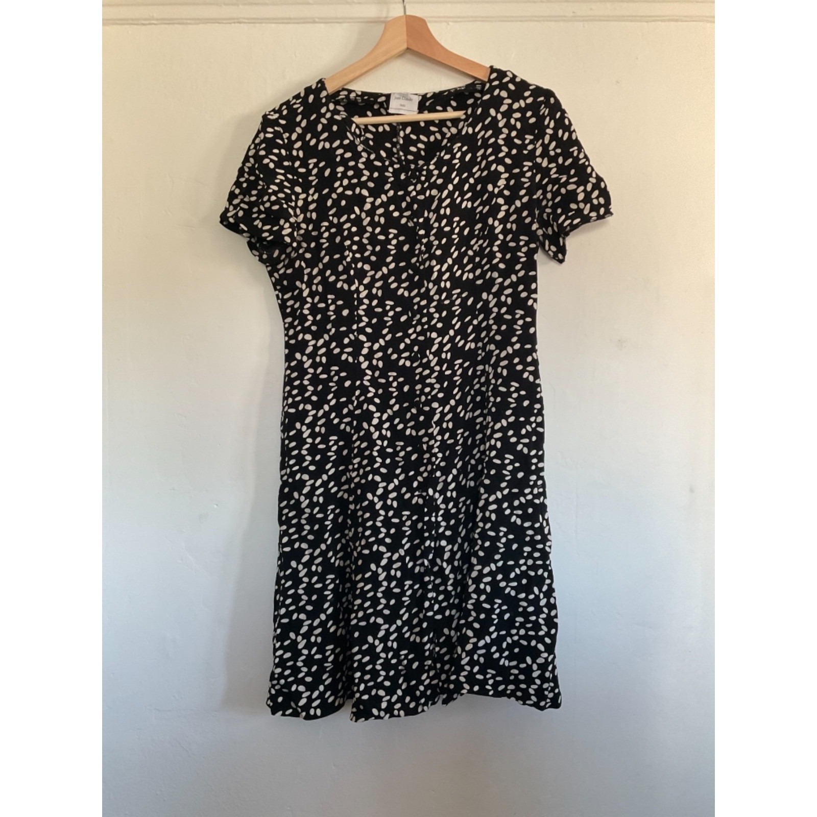 Jean Claude Vintage Mini Dress Black & White Pattern Made In France Size 42 Flaw
